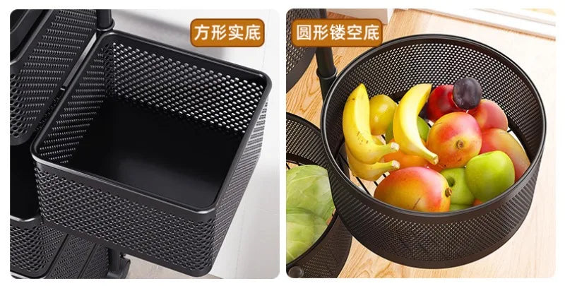 Kitchen Square Shelf with Wheel Storage Rack Kitchen Storage Rotatable Shelf 3 4 5 Layer Rotating Practical Trolley
