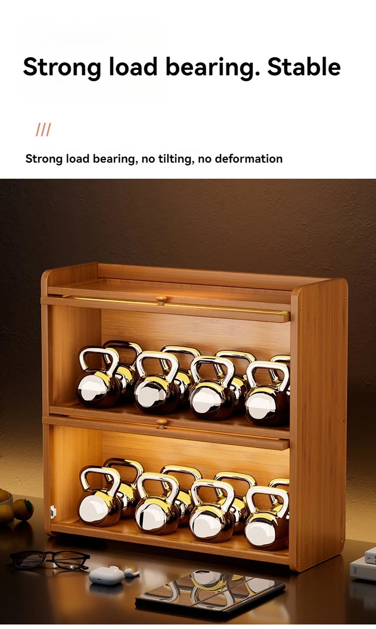 Kitchen countertop seasoning rack storage shelf, product sorting rack, layered multifunctional storage cabinet, dust-proof cabin