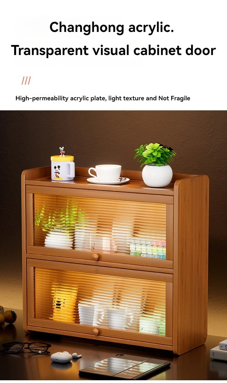 Kitchen countertop seasoning rack storage shelf, product sorting rack, layered multifunctional storage cabinet, dust-proof cabin
