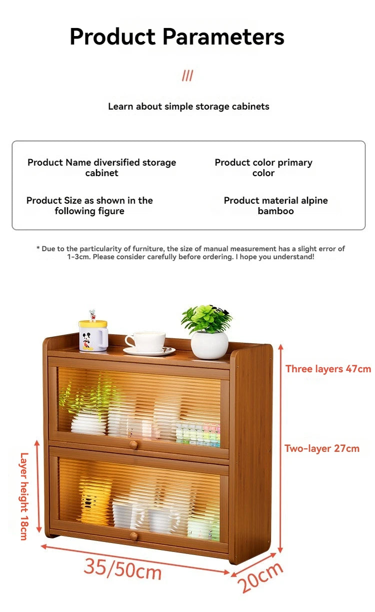 Kitchen countertop seasoning rack storage shelf, product sorting rack, layered multifunctional storage cabinet, dust-proof cabin