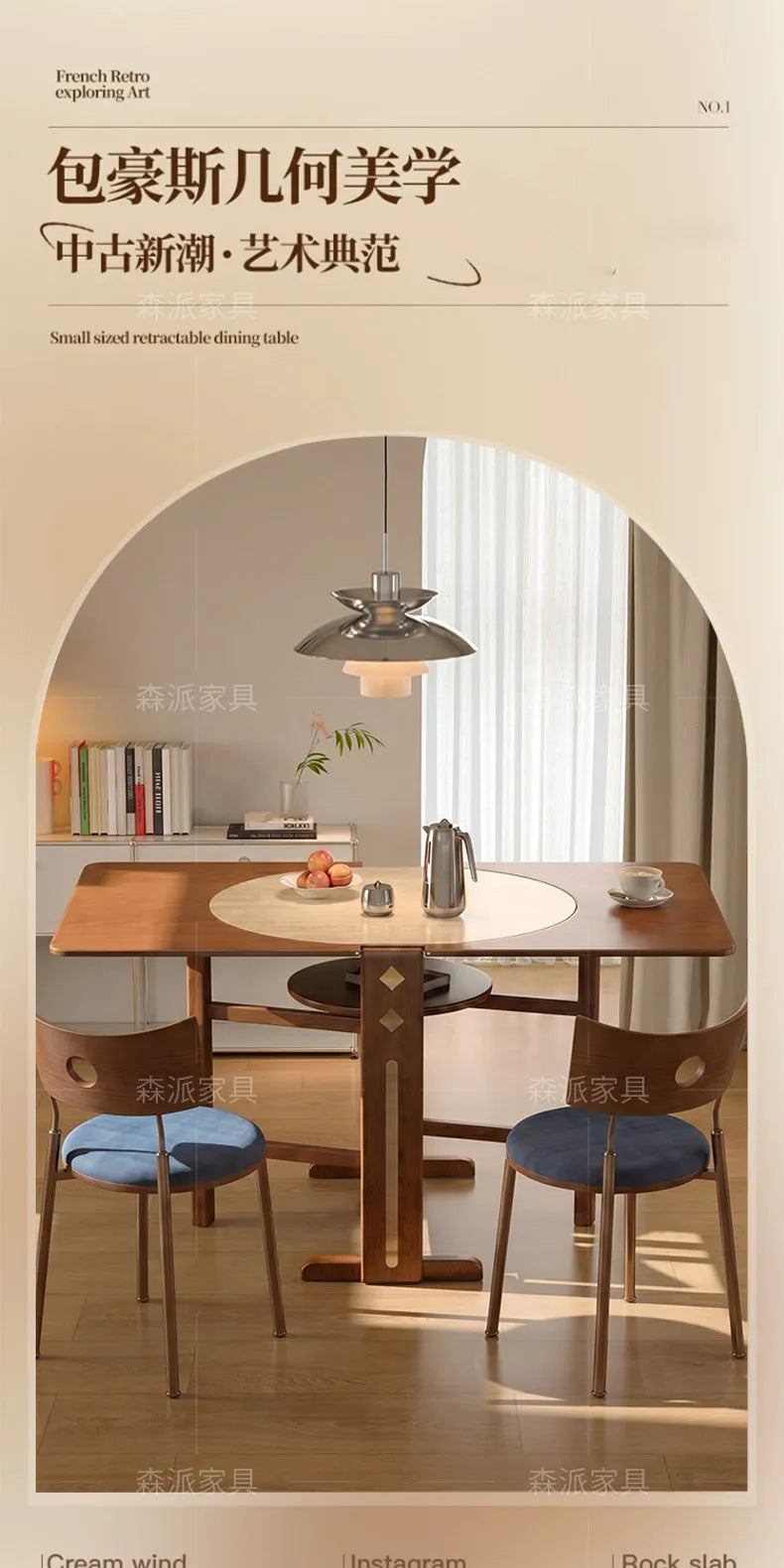 Dinette Foldable Dining Table Round Kitchen Small Spaces Contemporary Table Portable Wooden Mesa Plegable Hotel Furniture