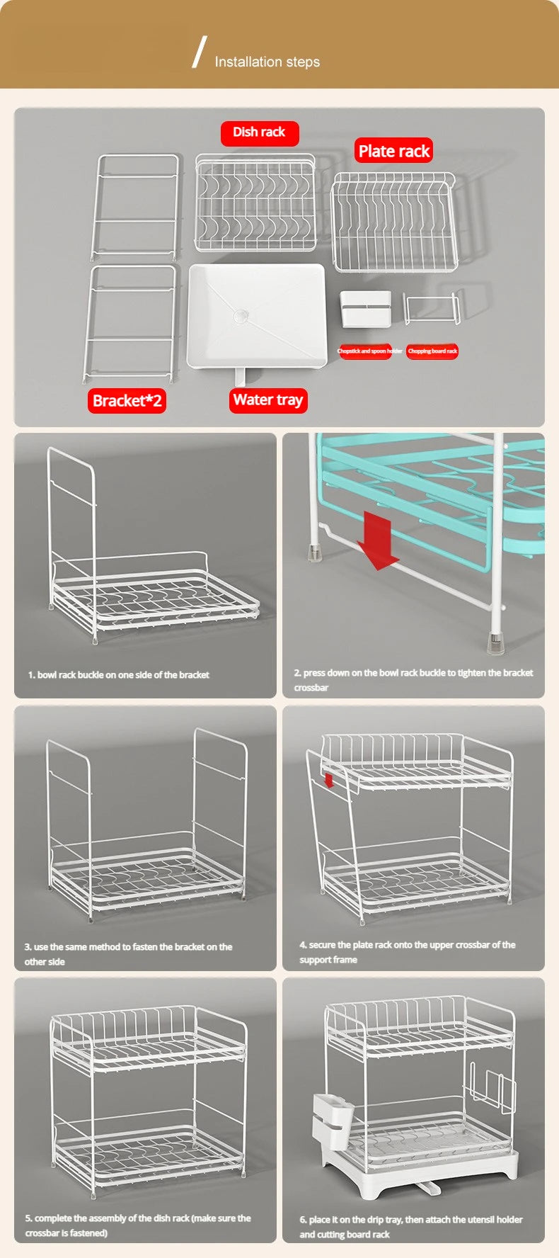 Kitchen Tableware Drain Rack Multi-function Tableware Storage Box Dish Drying Rack For Kitchen Counter
