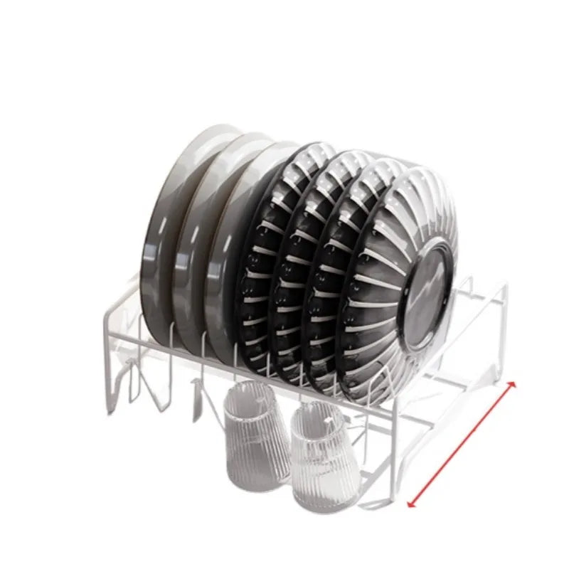 Kitchen Dish Rack with Handle Tableware Draining Basket Cup Plate Storage Organizer Multi-Use Draining And Storage Solution