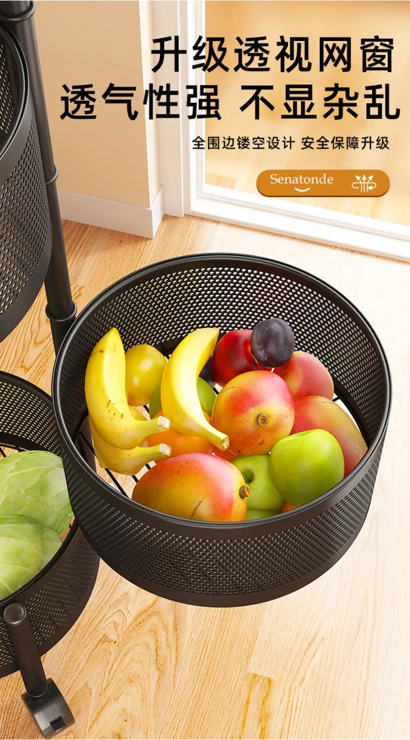 Kitchen Square Shelf with Wheel Storage Rack Kitchen Storage Rotatable Shelf 3 4 5 Layer Rotating Practical Trolley