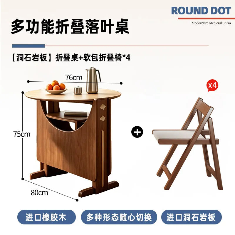 Dinette Foldable Dining Table Round Kitchen Small Spaces Contemporary Table Portable Wooden Mesa Plegable Hotel Furniture
