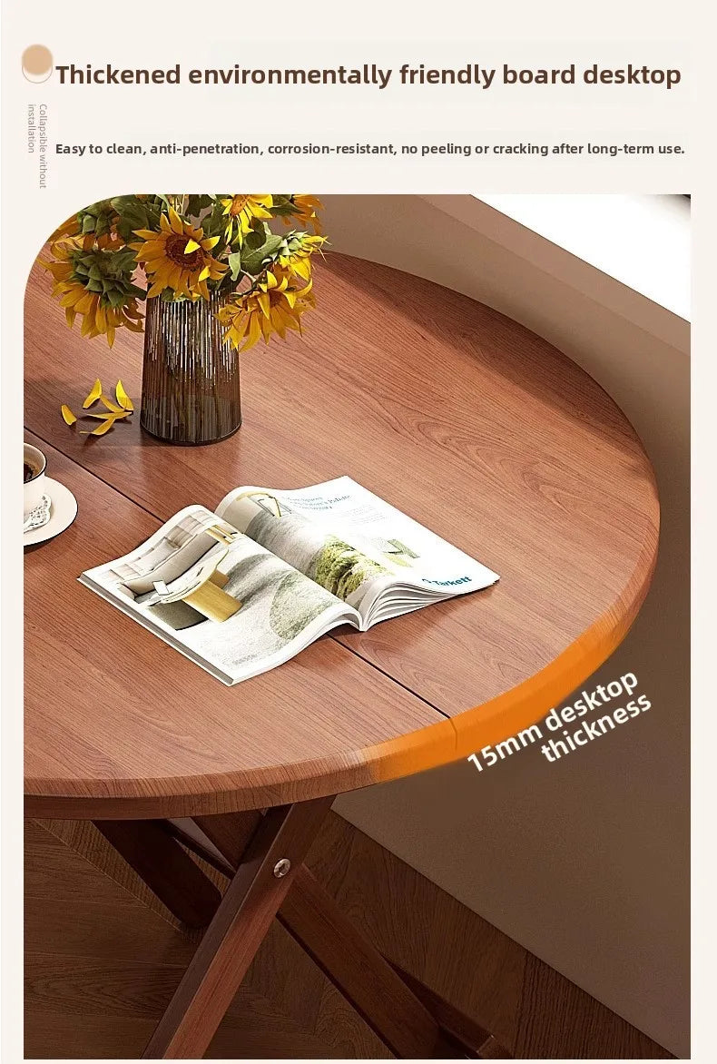 Foldable Dining Table Sturdy Folding Desk for Kitchen Restaurant Furniture No Assembly Needed Study Office Desk Strong Stable