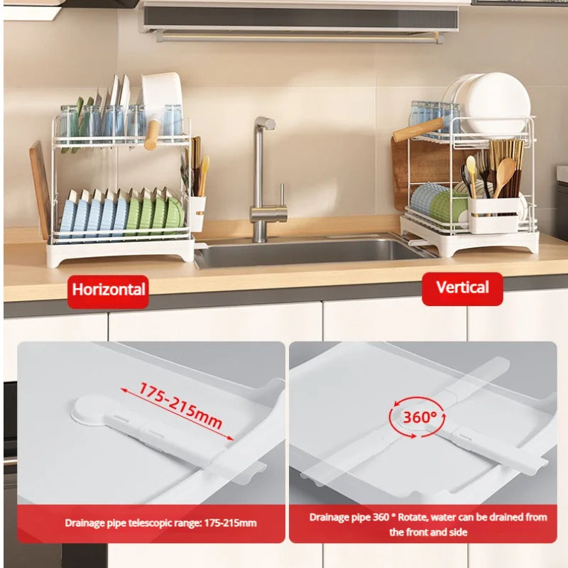 Kitchen Tableware Drain Rack Multi-function Tableware Storage Box Dish Drying Rack For Kitchen Counter