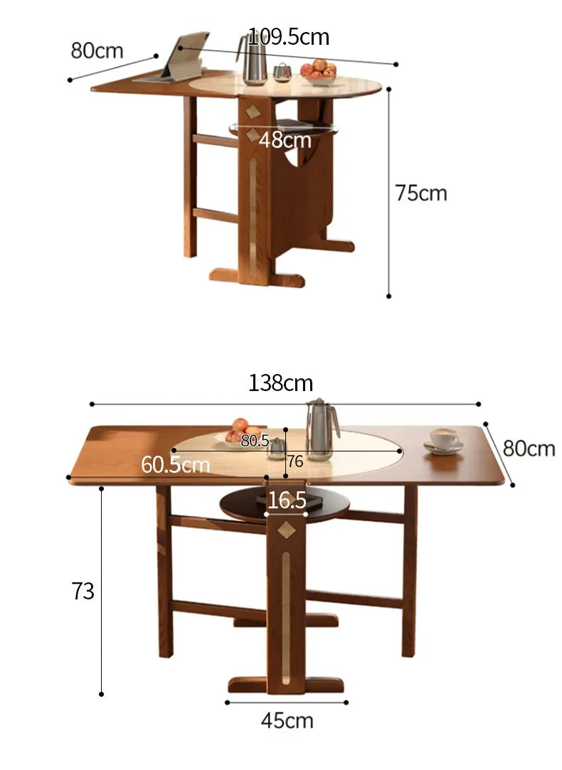 Dinette Foldable Dining Table Round Kitchen Small Spaces Contemporary Table Portable Wooden Mesa Plegable Hotel Furniture