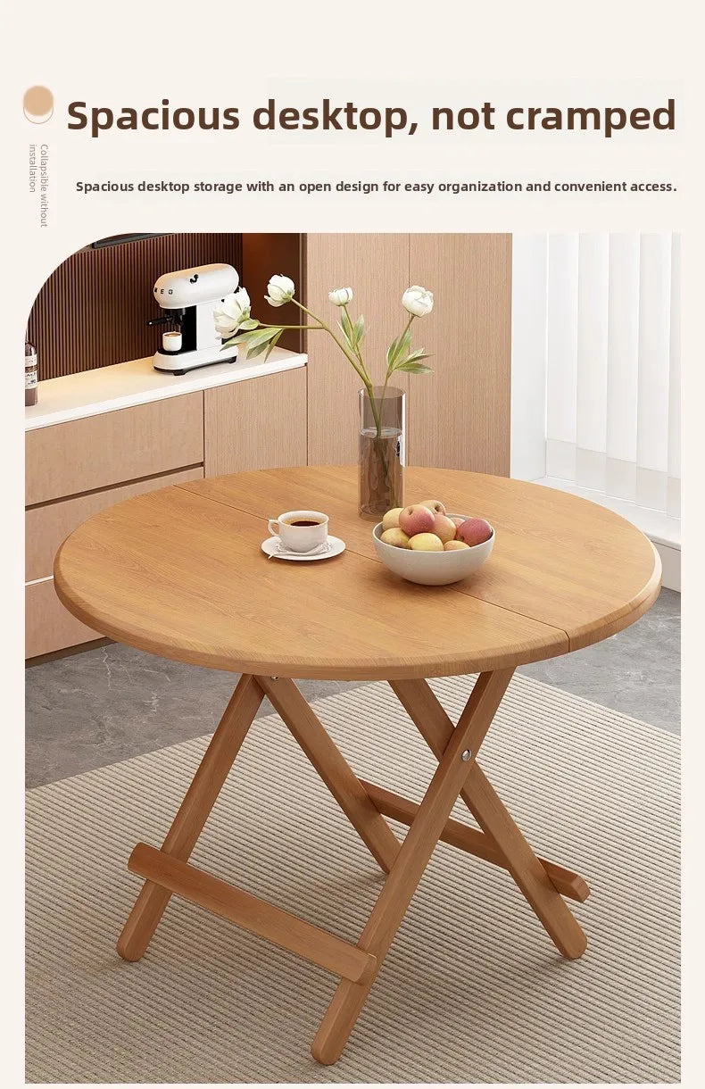 Foldable Dining Table Sturdy Folding Desk for Kitchen Restaurant Furniture No Assembly Needed Study Office Desk Strong Stable