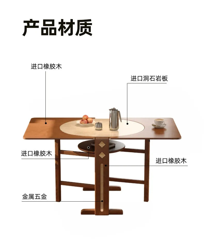 Dinette Foldable Dining Table Round Kitchen Small Spaces Contemporary Table Portable Wooden Mesa Plegable Hotel Furniture