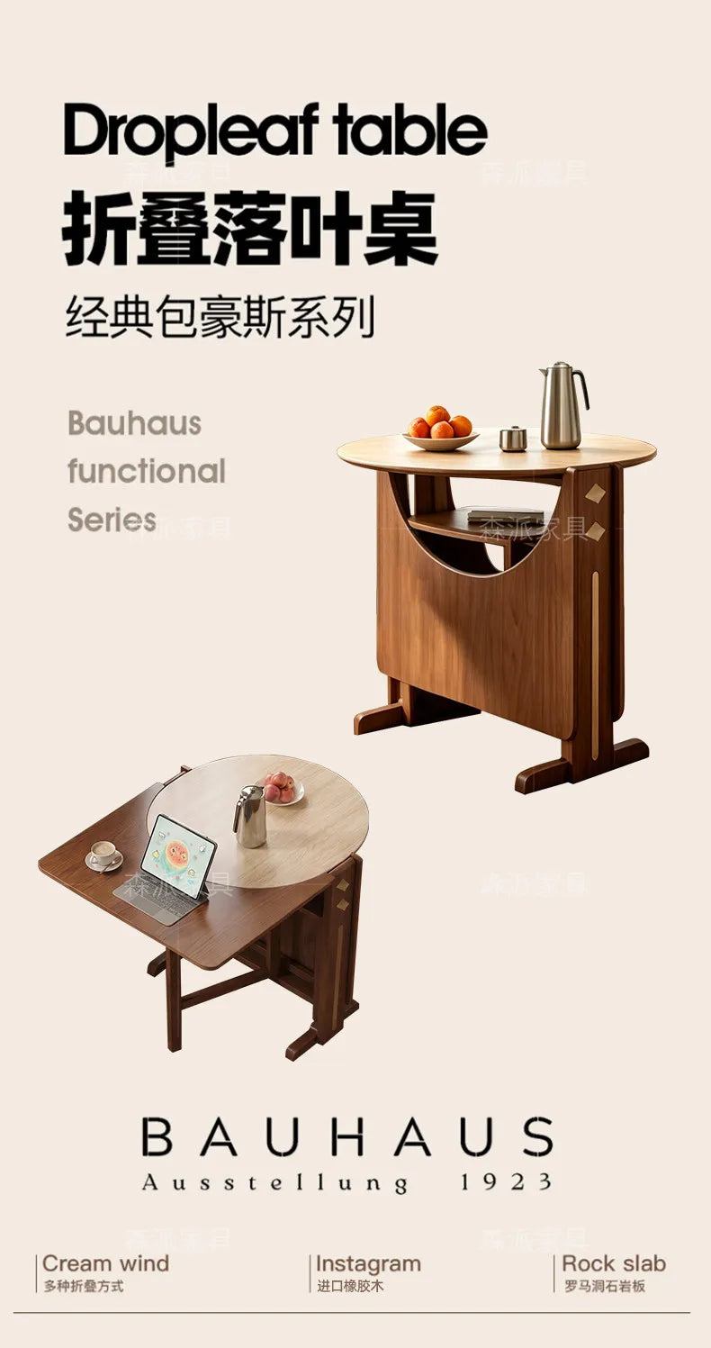 Dinette Foldable Dining Table Round Kitchen Small Spaces Contemporary Table Portable Wooden Mesa Plegable Hotel Furniture
