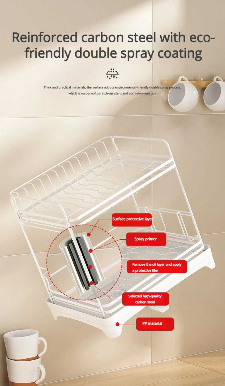 Kitchen Tableware Drain Rack Multi-function Tableware Storage Box Dish Drying Rack For Kitchen Counter