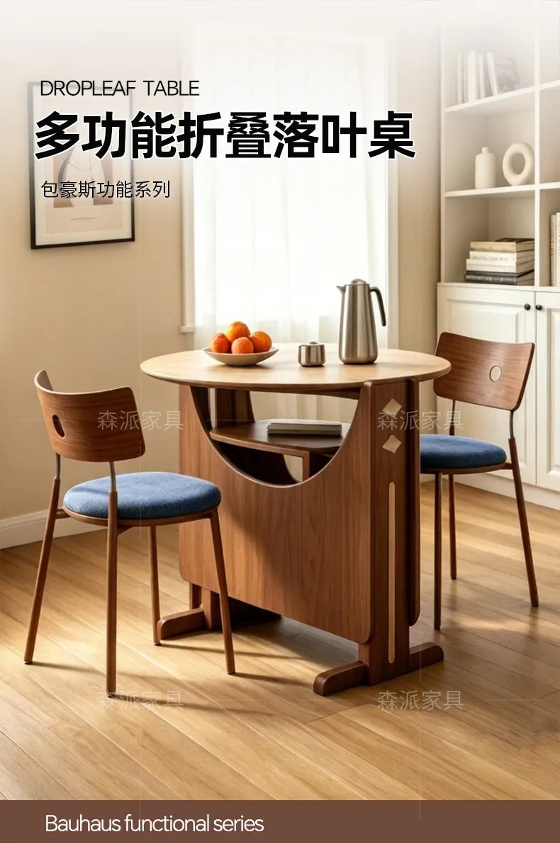 Dinette Foldable Dining Table Round Kitchen Small Spaces Contemporary Table Portable Wooden Mesa Plegable Hotel Furniture