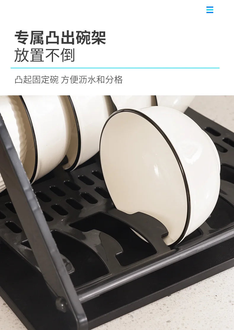 Kitchen Dish Storage Rack Desktop Two-layer Partition Large-capacity Stainless Steel Simple Removable Plate Drain Rack
