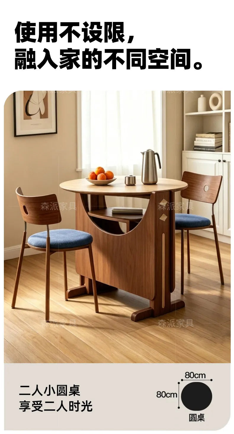 Dinette Foldable Dining Table Round Kitchen Small Spaces Contemporary Table Portable Wooden Mesa Plegable Hotel Furniture