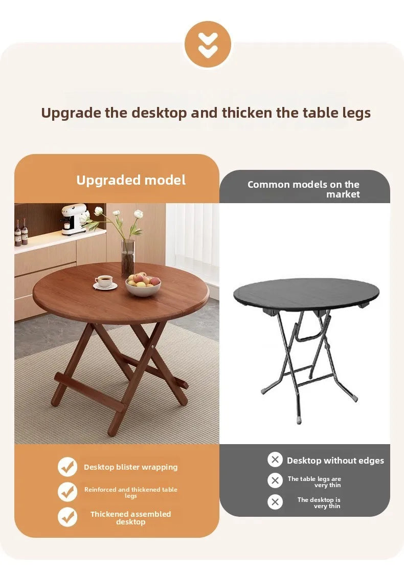 Foldable Dining Table Sturdy Folding Desk for Kitchen Restaurant Furniture No Assembly Needed Study Office Desk Strong Stable