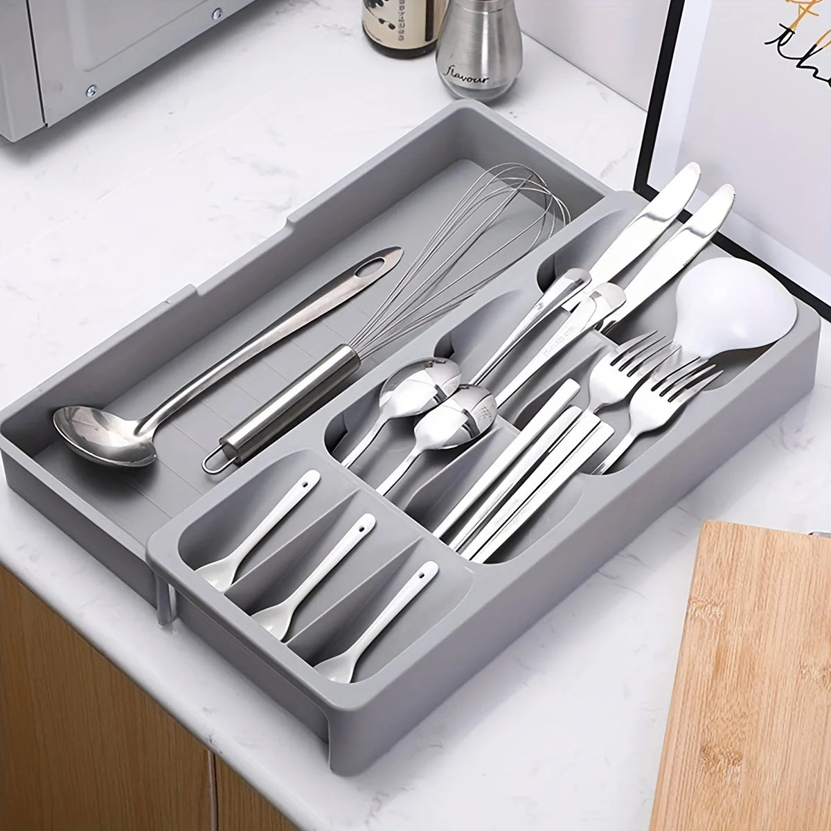 Kitchen Retractable Knife, Fork, Spoon Separation And Sorting Tableware Storage Box