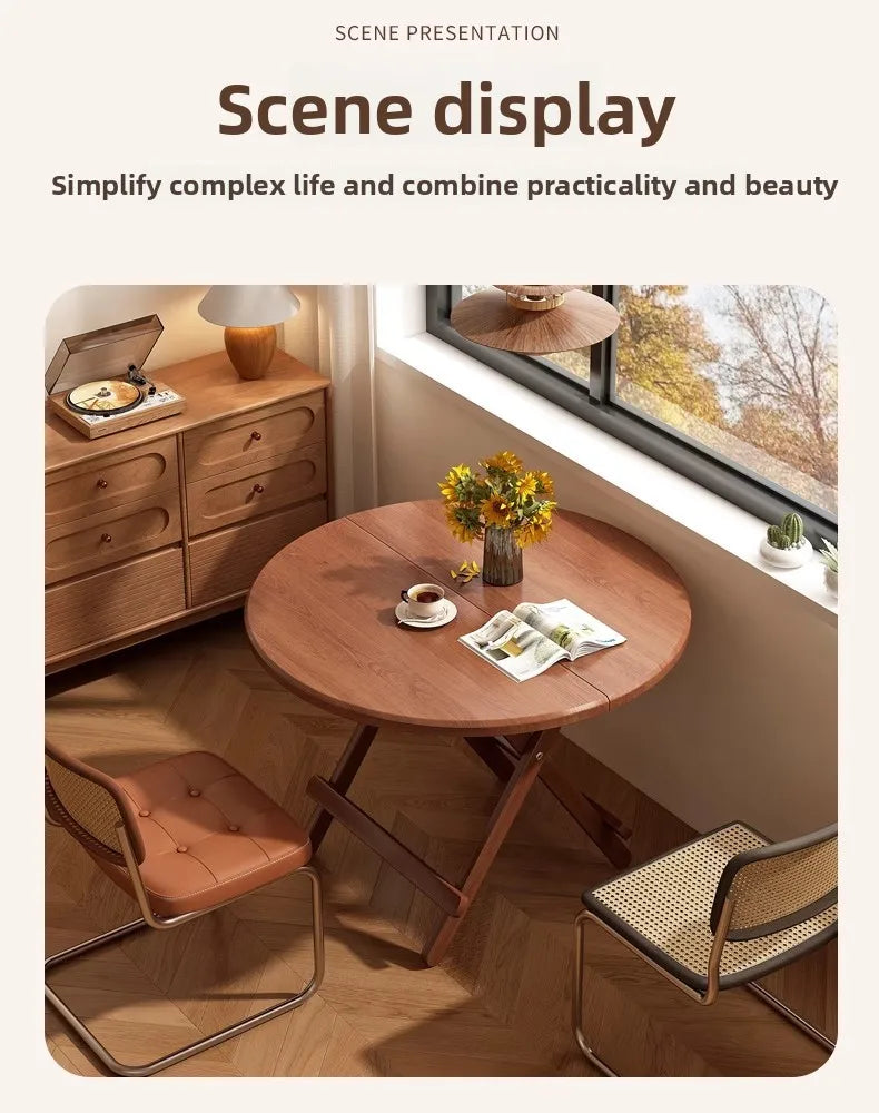 Foldable Dining Table Sturdy Folding Desk for Kitchen Restaurant Furniture No Assembly Needed Study Office Desk Strong Stable