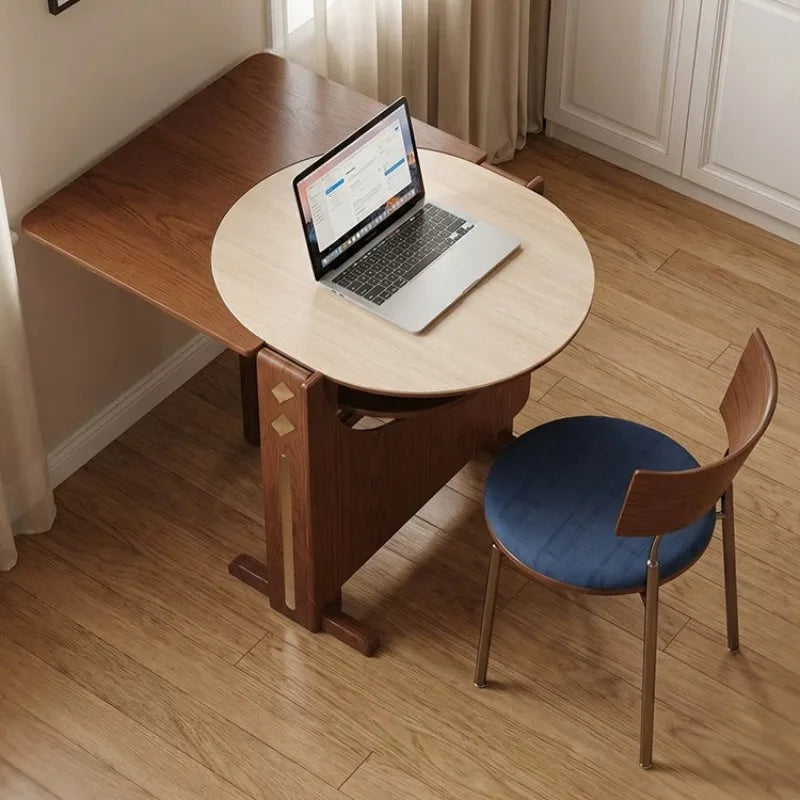 Dinette Foldable Dining Table Round Kitchen Small Spaces Contemporary Table Portable Wooden Mesa Plegable Hotel Furniture