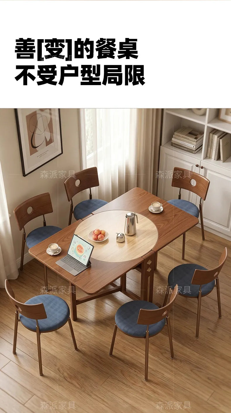 Dinette Foldable Dining Table Round Kitchen Small Spaces Contemporary Table Portable Wooden Mesa Plegable Hotel Furniture