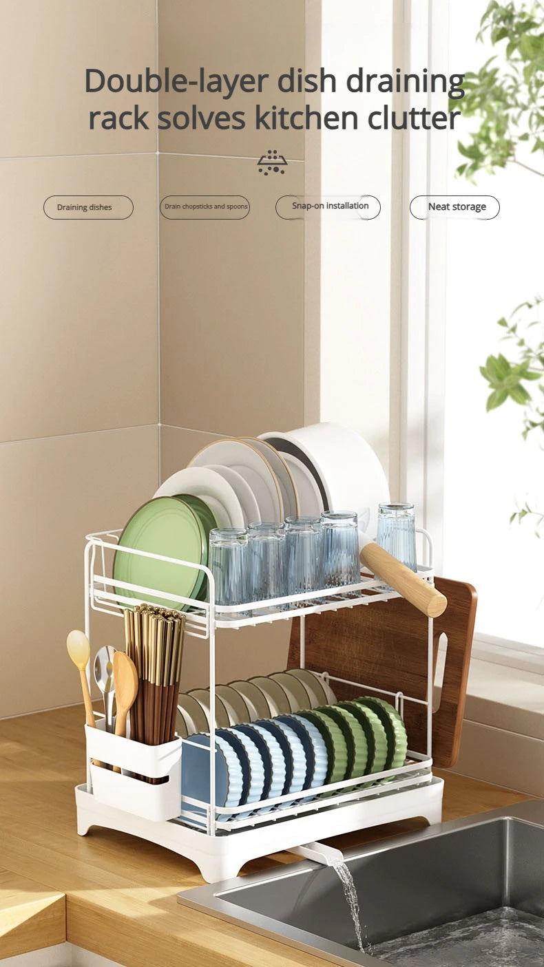 Kitchen Tableware Drain Rack Multi-function Tableware Storage Box Dish Drying Rack For Kitchen Counter