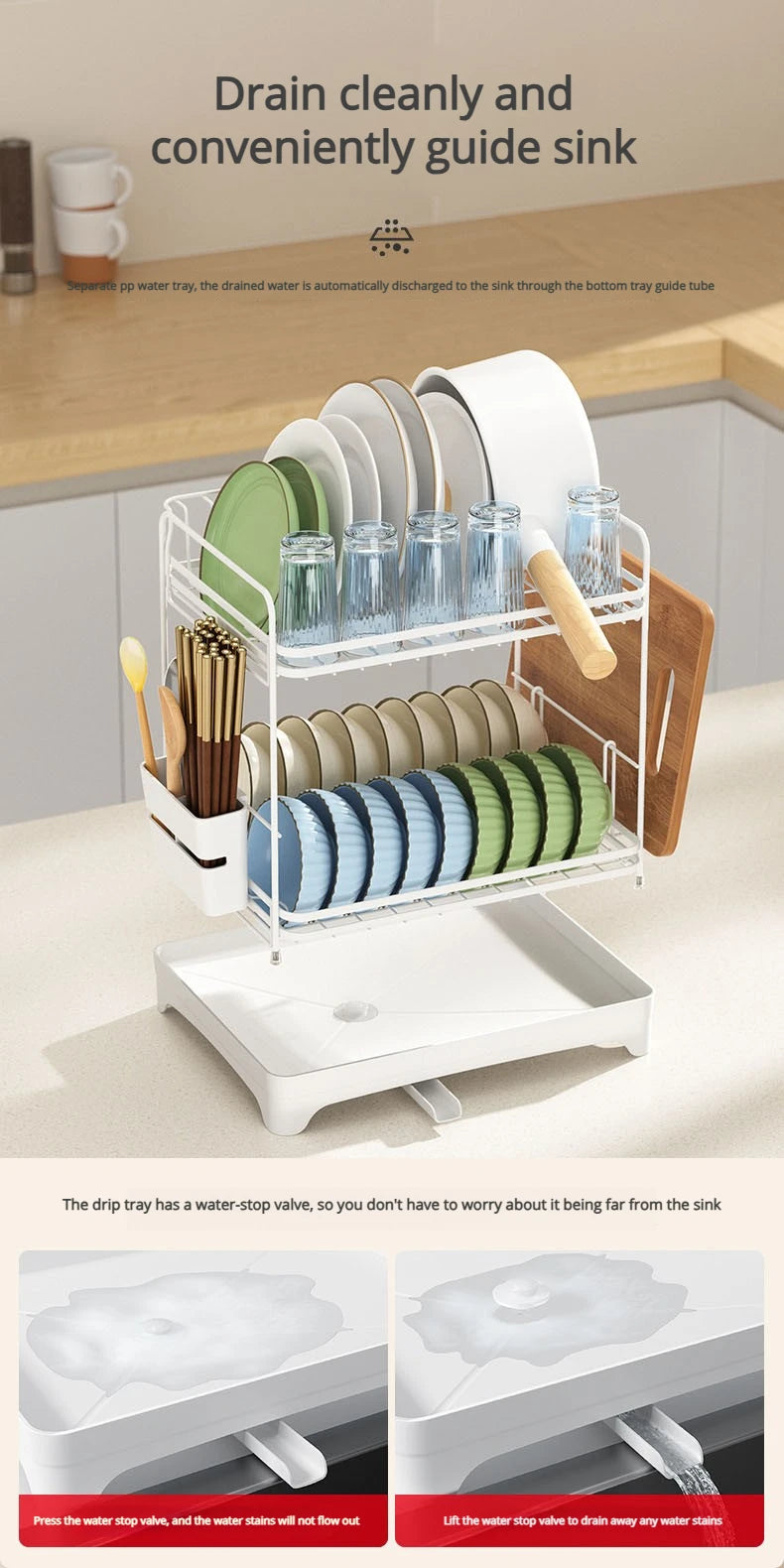 Kitchen Tableware Drain Rack Multi-function Tableware Storage Box Dish Drying Rack For Kitchen Counter