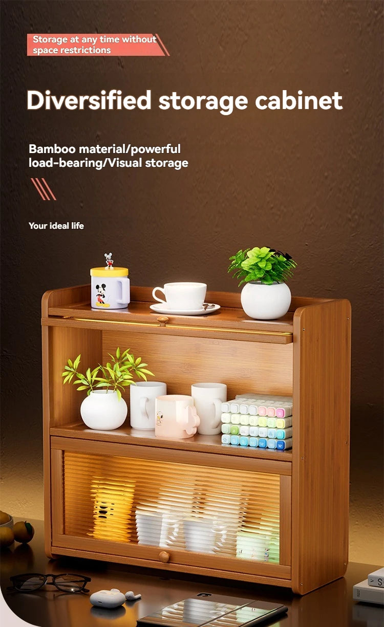 Kitchen countertop seasoning rack storage shelf, product sorting rack, layered multifunctional storage cabinet, dust-proof cabin