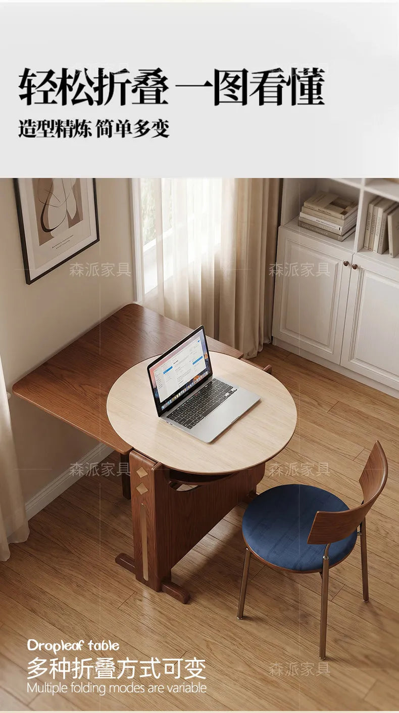 Dinette Foldable Dining Table Round Kitchen Small Spaces Contemporary Table Portable Wooden Mesa Plegable Hotel Furniture