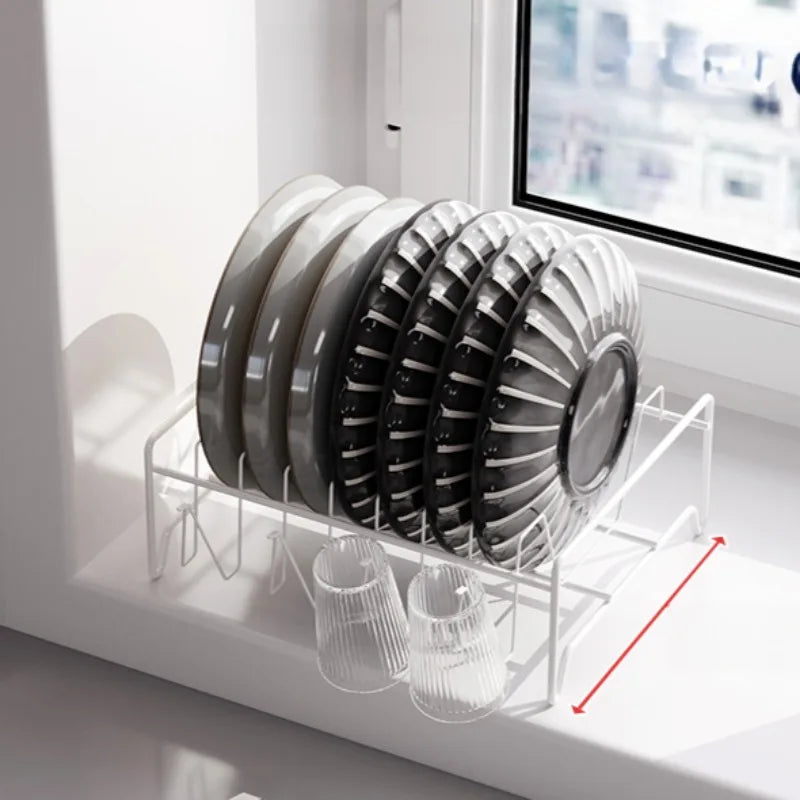 Kitchen Dish Rack with Handle Tableware Draining Basket Cup Plate Storage Organizer Multi-Use Draining And Storage Solution