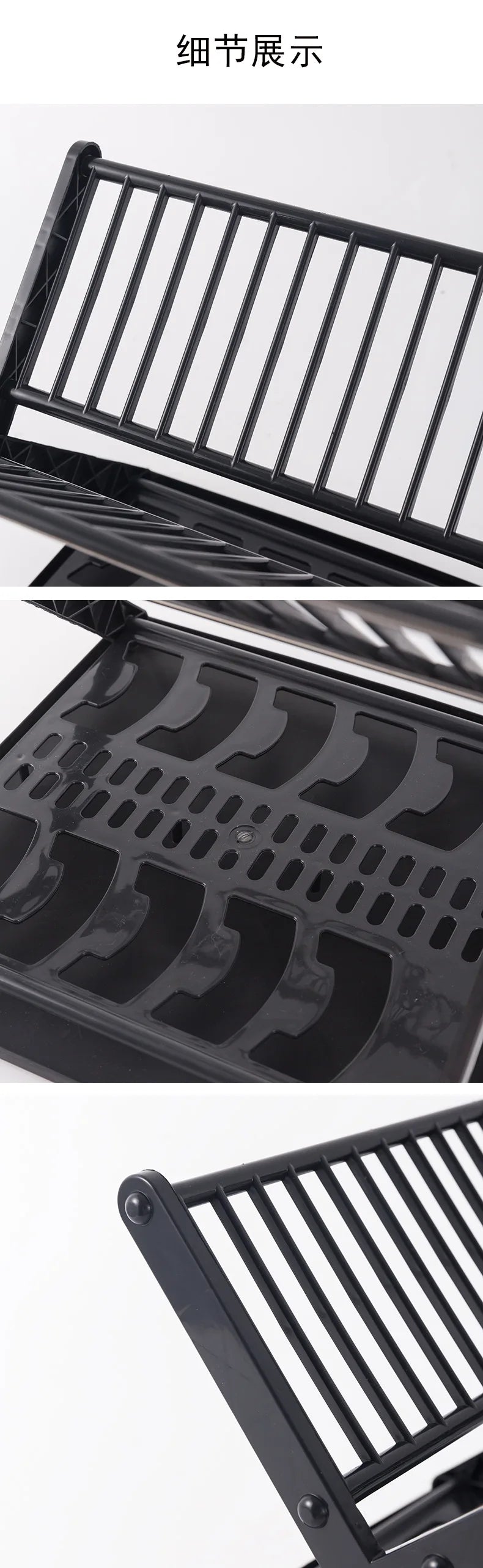 Kitchen Dish Storage Rack Desktop Two-layer Partition Large-capacity Stainless Steel Simple Removable Plate Drain Rack