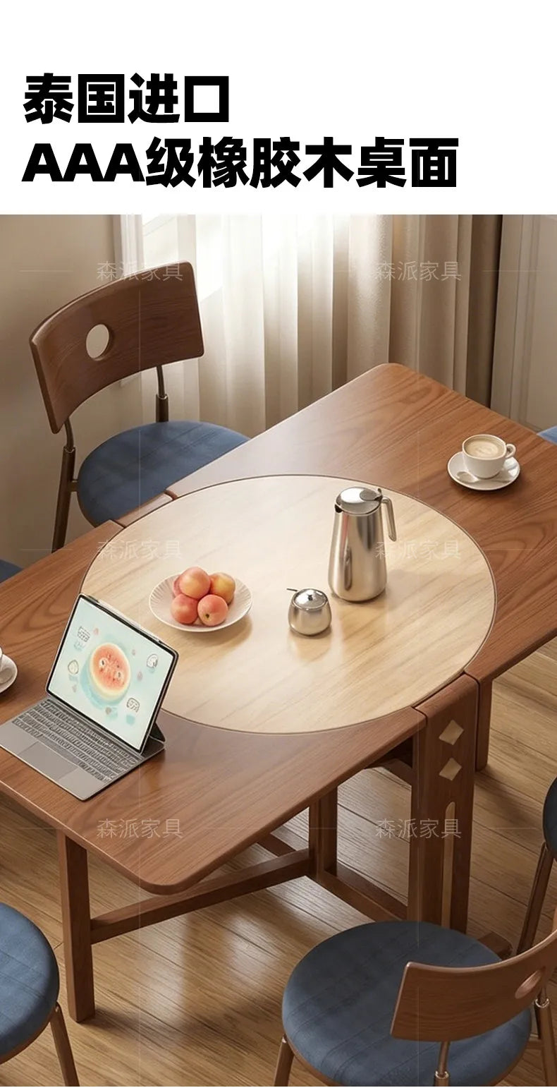 Dinette Foldable Dining Table Round Kitchen Small Spaces Contemporary Table Portable Wooden Mesa Plegable Hotel Furniture