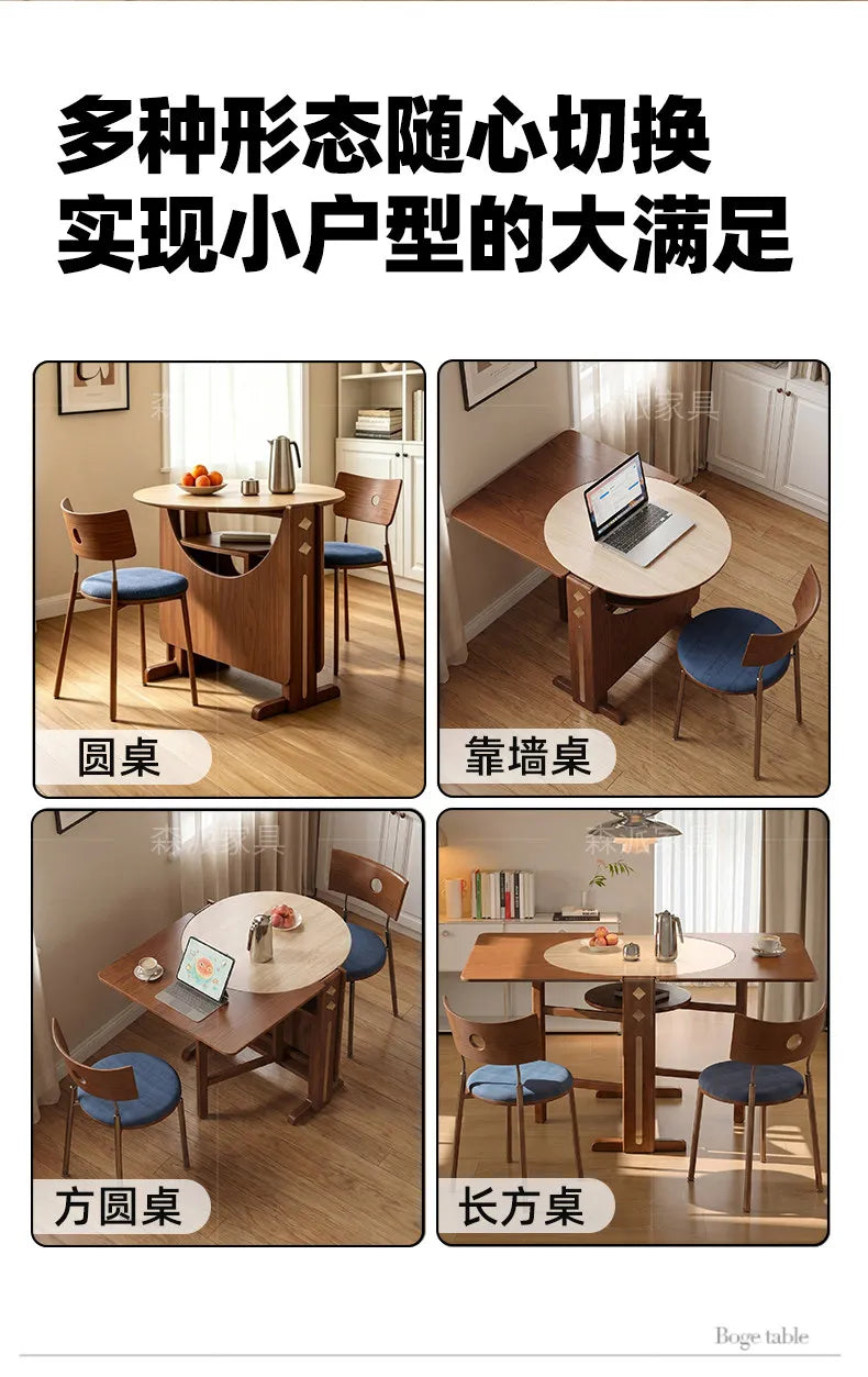 Dinette Foldable Dining Table Round Kitchen Small Spaces Contemporary Table Portable Wooden Mesa Plegable Hotel Furniture