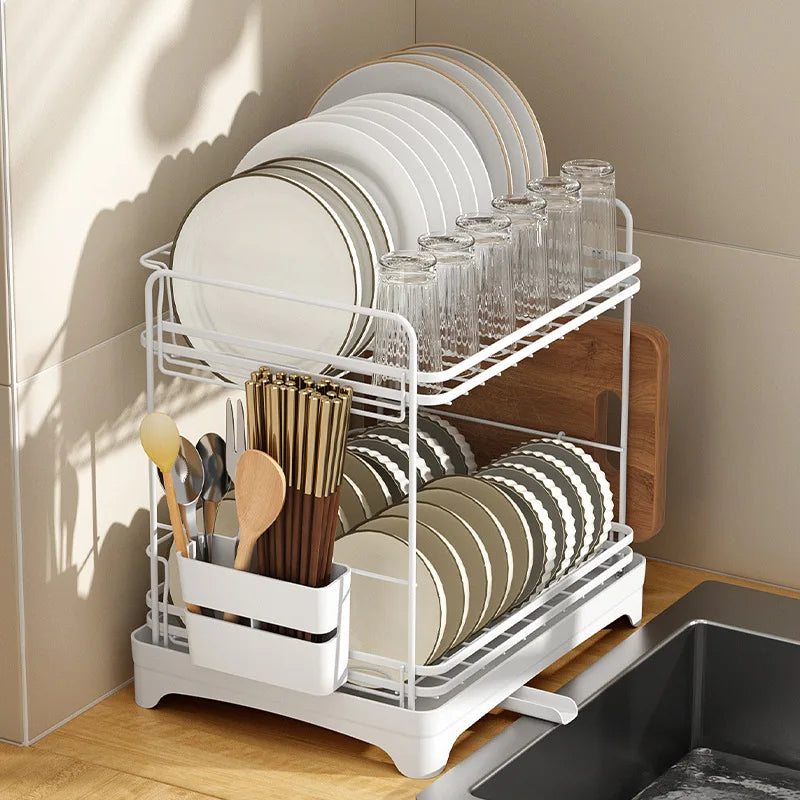 Kitchen Tableware Drain Rack Multi-function Tableware Storage Box Dish Drying Rack For Kitchen Counter