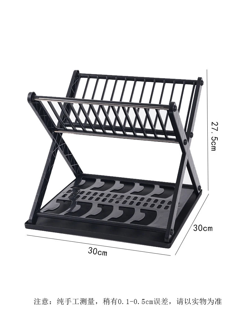 Kitchen Dish Storage Rack Desktop Two-layer Partition Large-capacity Stainless Steel Simple Removable Plate Drain Rack