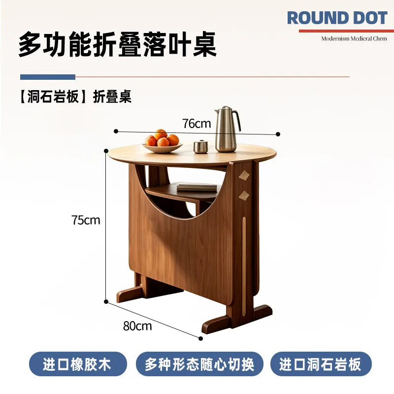 Dinette Foldable Dining Table Round Kitchen Small Spaces Contemporary Table Portable Wooden Mesa Plegable Hotel Furniture