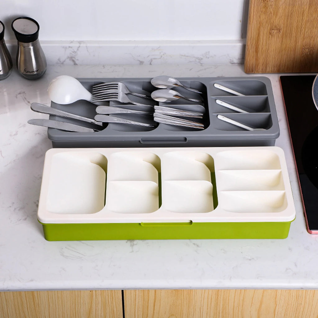 Kitchen Retractable Knife, Fork, Spoon Separation And Sorting Tableware Storage Box