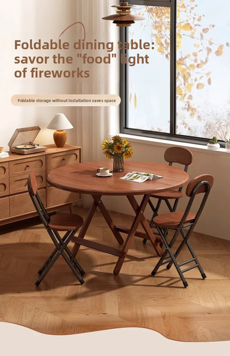 Foldable Dining Table Sturdy Folding Desk for Kitchen Restaurant Furniture No Assembly Needed Study Office Desk Strong Stable