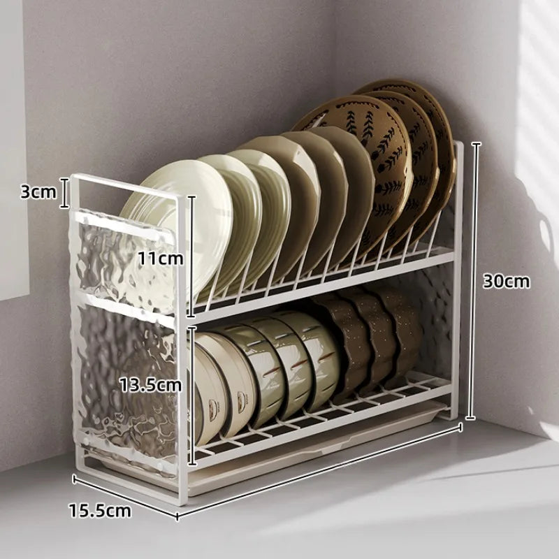 Kitchen Dish Rack with Handle Tableware Draining Basket Cup Plate Storage Organizer Multi-Use Draining And Storage Solution