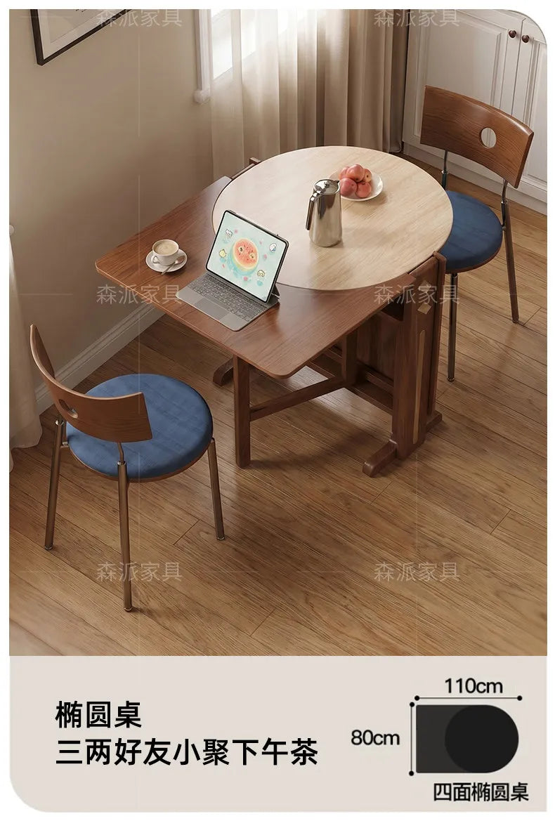 Dinette Foldable Dining Table Round Kitchen Small Spaces Contemporary Table Portable Wooden Mesa Plegable Hotel Furniture