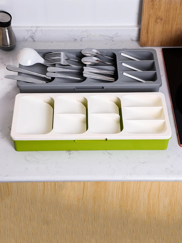 Kitchen Retractable Knife, Fork, Spoon Separation And Sorting Tableware Storage Box