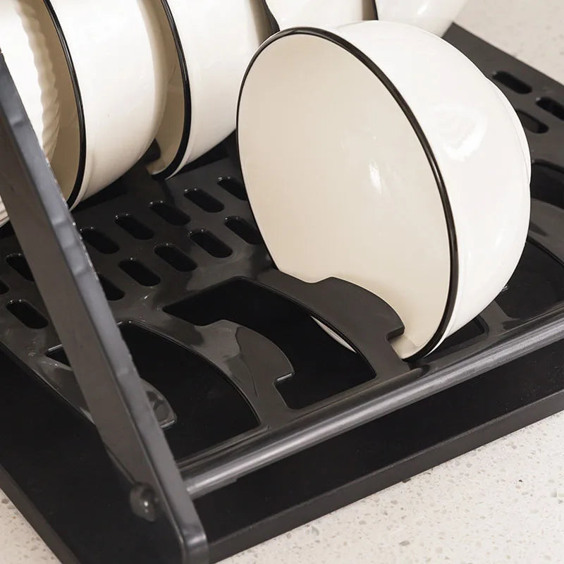 Kitchen Dish Storage Rack Desktop Two-layer Partition Large-capacity Stainless Steel Simple Removable Plate Drain Rack